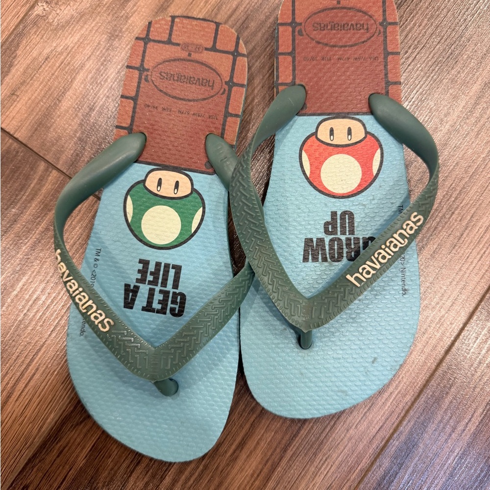 Havaianas Kids Flip Flops - Green and Light Blue